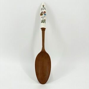 Vintage Wood Spoon with Porcelain New York City Handle Decor Farmhouse